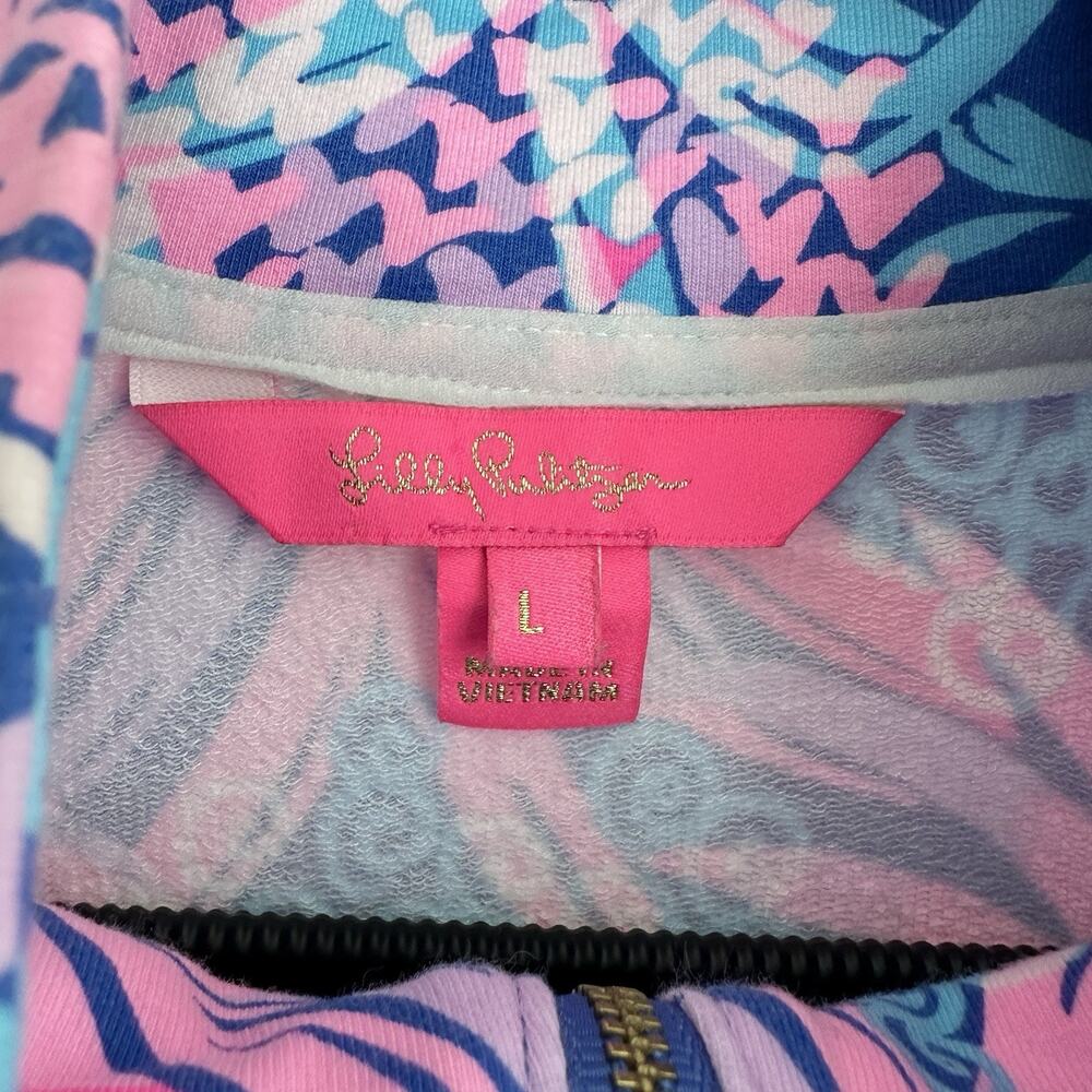 Lilly Pulitzer Skipper Popover Dress Large Blue Pink Pineapple Tropical Resort - Picture 6 of 12